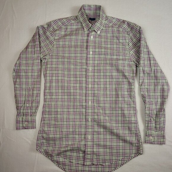 FootJoy Purple White Plaid Button UP Long Sleeve Shirt with Logo Sz S - Picture 1 of 11